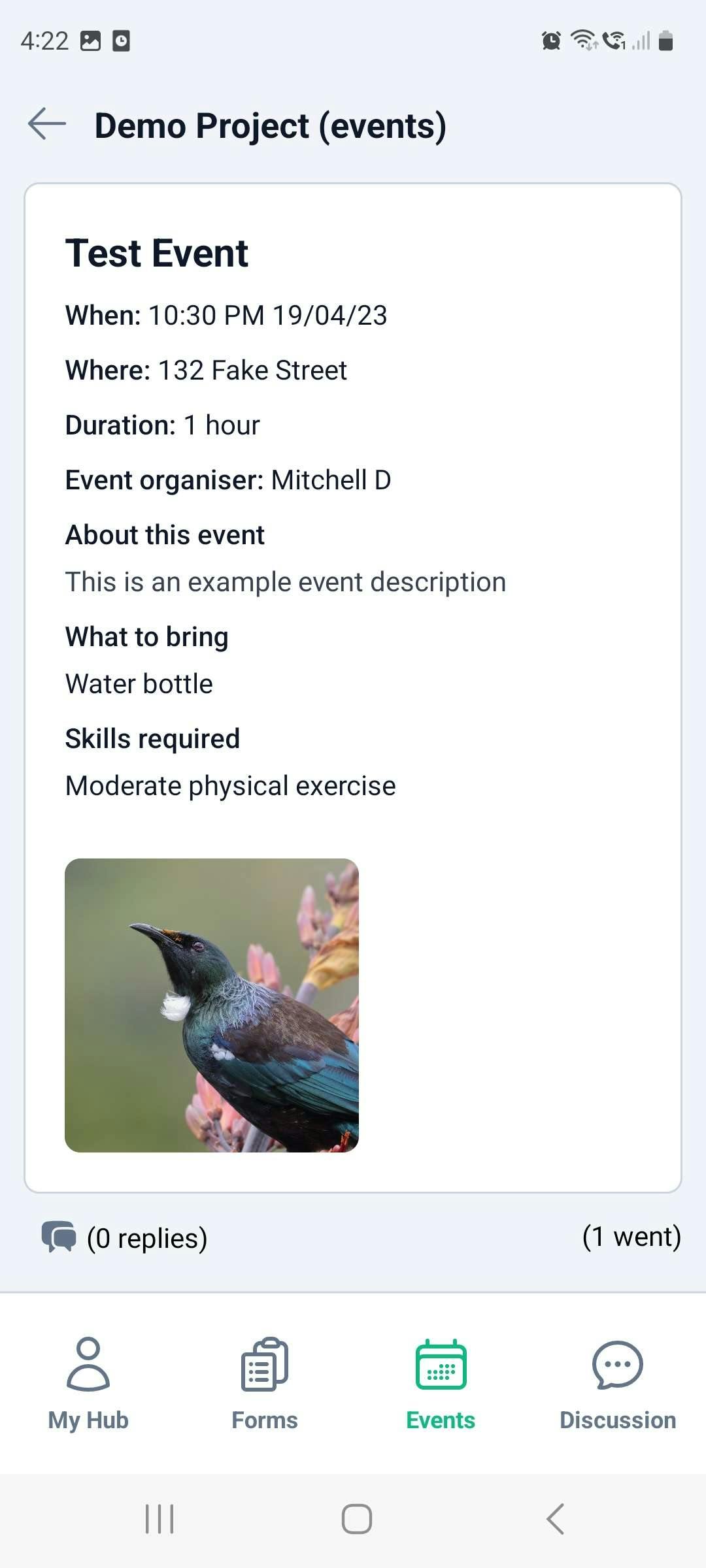 Events page